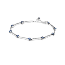 S925 sterling silver new sparkling pave chain bracelet